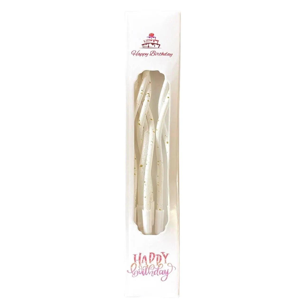 Свічки для торту білі з бризками золота в коробці  (6 шт.)